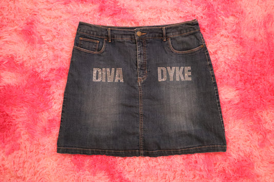 Reworked Denim Diva Dyke Skirt