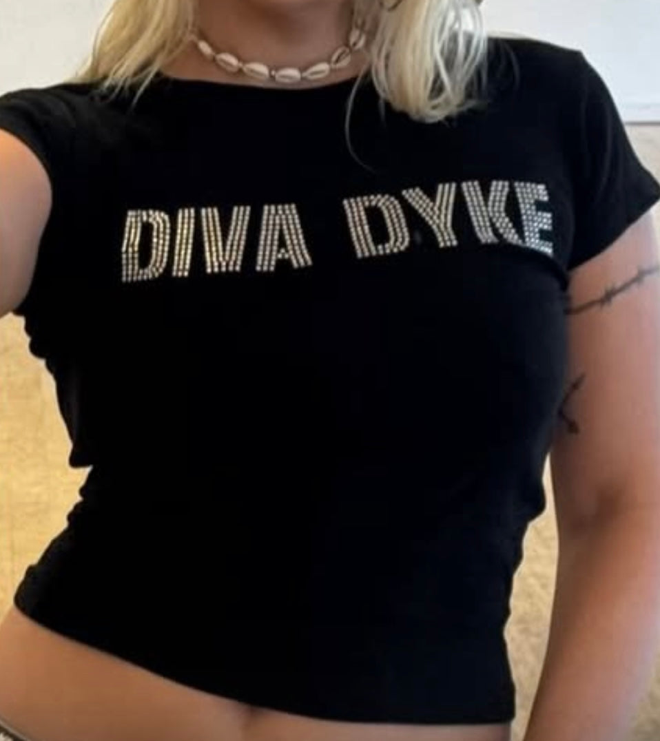 Rhinestoned Diva Dyke Baby Tee